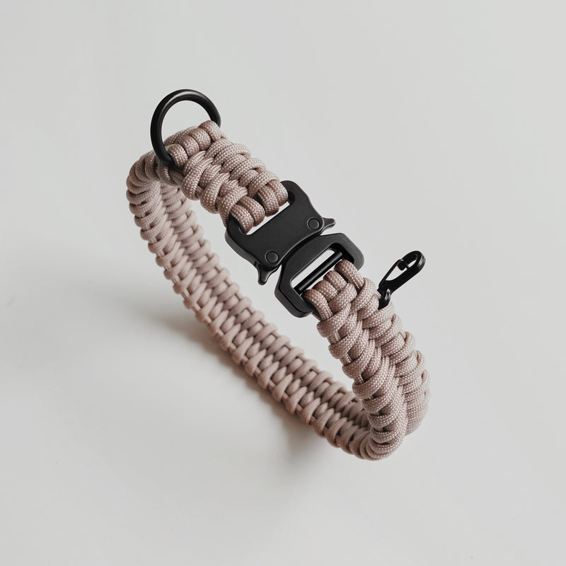 Paracord handwoven braid dog Collar in Dunes Pink